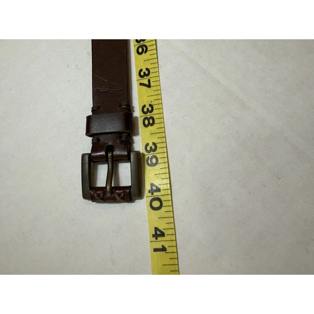 Vtg 1990’s Dockers Genuine Leather Belt Unisex Brown Braided Brass Buckle Size L